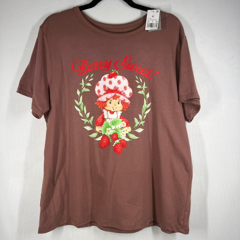 Strawberry Shortcake Berry Sweet Graphic T-Shirt XL Nutmeg Brown New